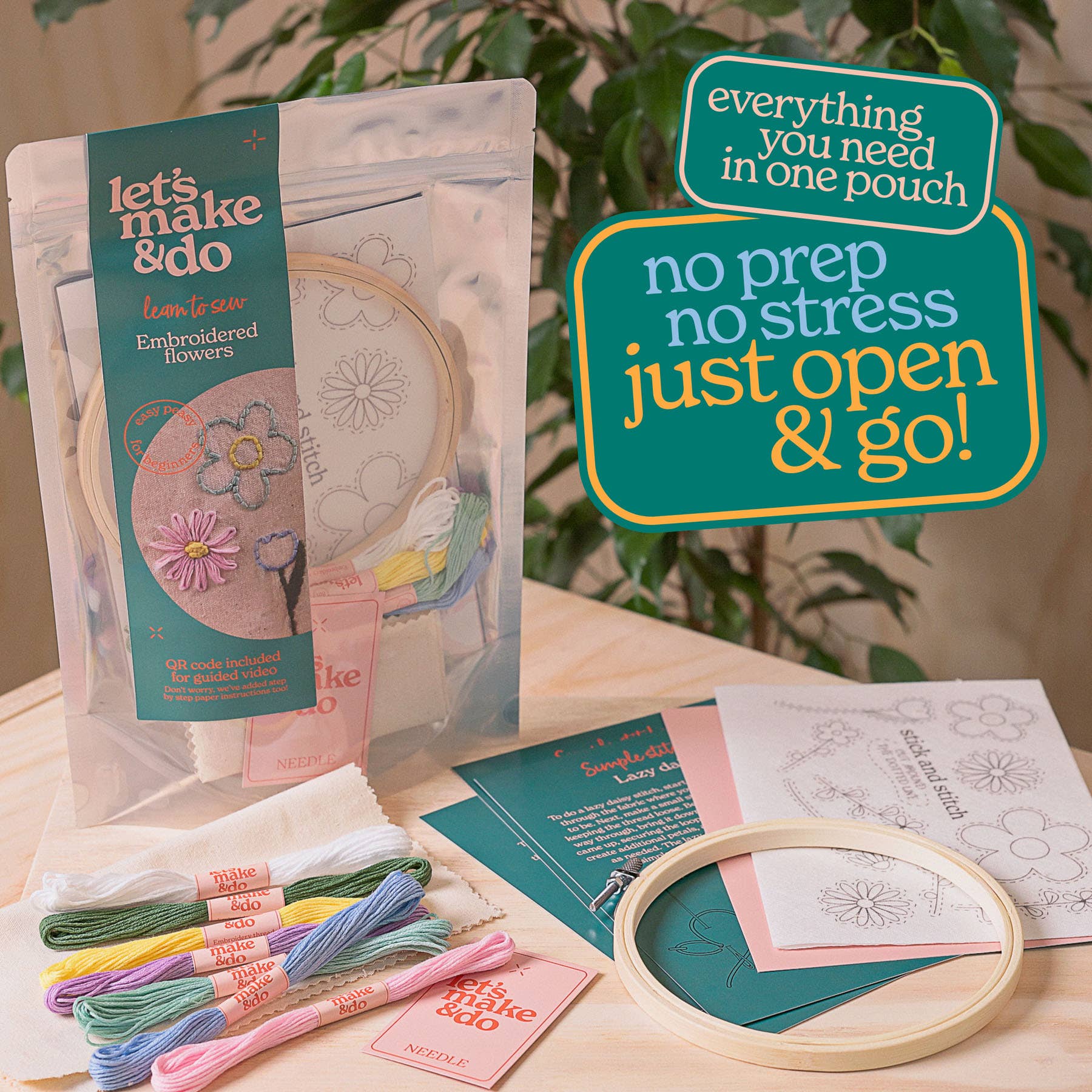 Let's Make & Do – wholesale Sömnadskit – Lär dig sy egna broderade blommor - kit för nybörjare2