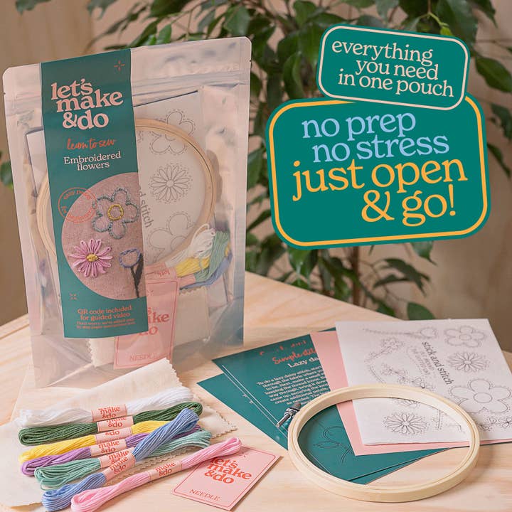 Let's Make & Do - Wholesale Craft Sewing Kit - Learn To Sew Your Own Embroidered Flowers Kit2