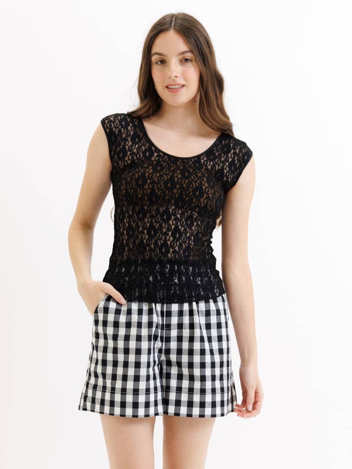 Wonder Lace Tee - Basic Short Sleeve Lace Layering Tee for wholesale by Downeast