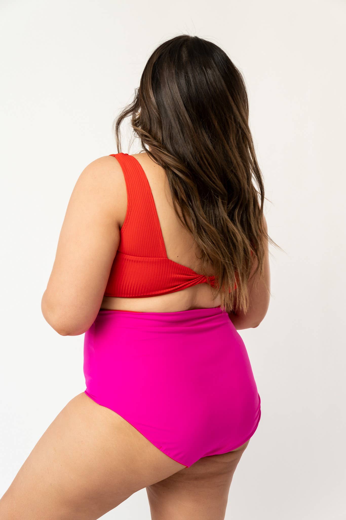 Poppy Red Twisted Back Swim Top for wholesale on Faire3