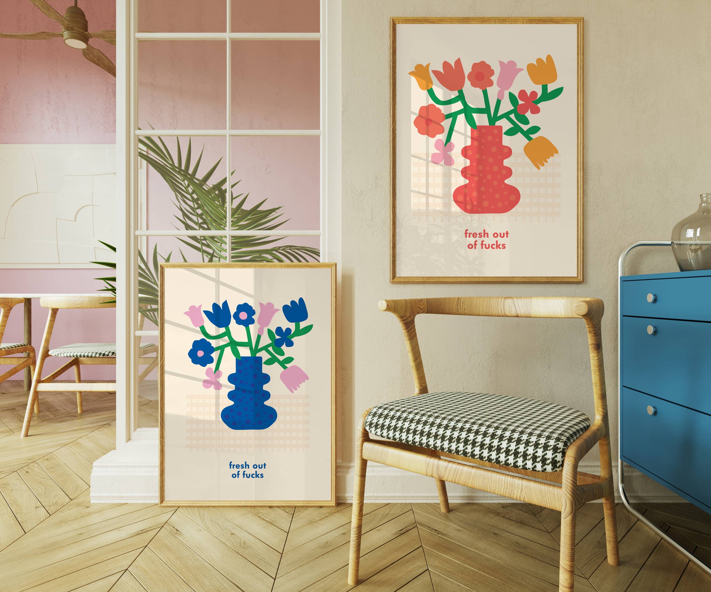 Kuku Studio - Vendita all'ingrosso Stampa artistica - Stampa "Appena Sfornato Di Fregarsene" - Illustrazione di vaso floreale1