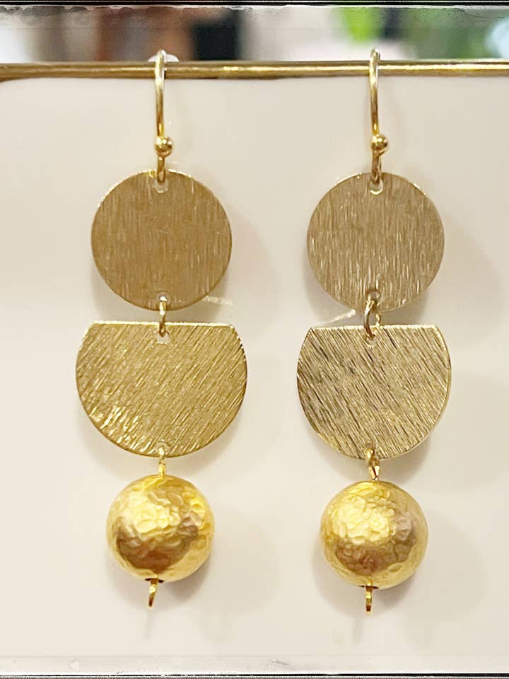Brass Cut Out Circle Connector Dangle Statement Earring Gold for wholesale by GentrybyJenna