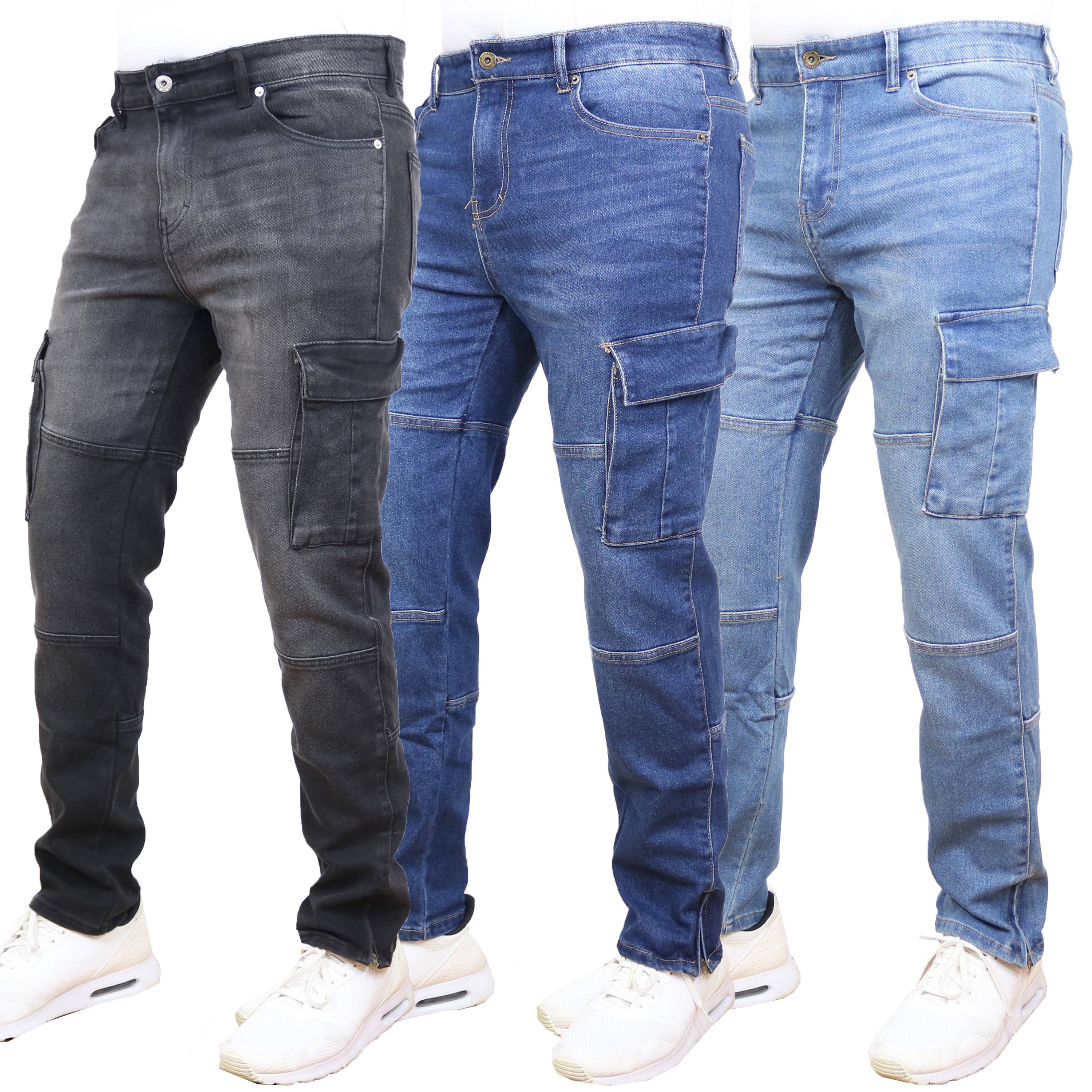 Galaxy By Harvic – calças de ganga - Homem por atacado – Jeans de Ganga com Bolsos Cargo para Homem7