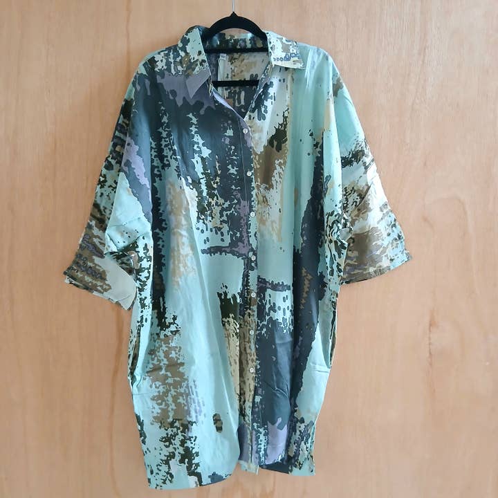 Ren bomull Palme-skjorta - Grön 65950-0856 för wholesale av Cinnamon Creations