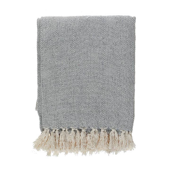 Pattern Cotton Throw With Fringe Grey 50"X60" for wholesale by IH Casa Decor