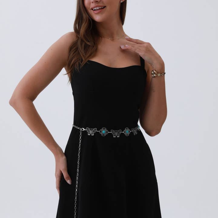 Leto Accessories - Wholesale Belt - Women's - Western Butterfly Chain Belt β Vintage Boho Waist Accessory2