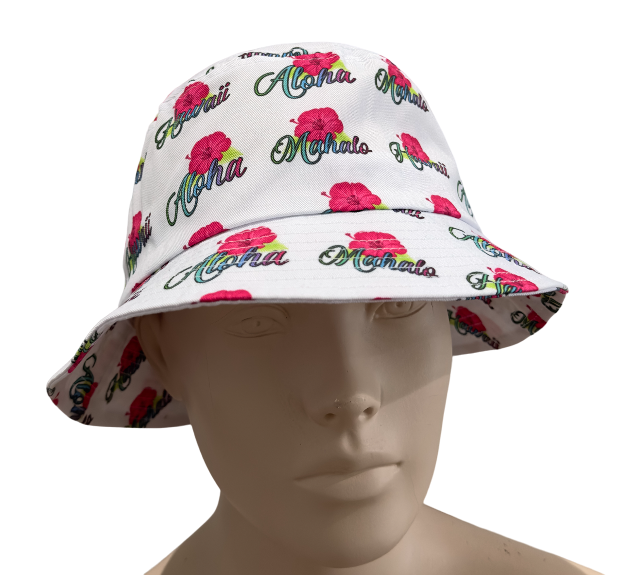 Aloha Designs - Wholesale Bucket Hat - Women's - Hawaiian Hibiscus Bucket Hat with Colorful Aloha, Mahalo5