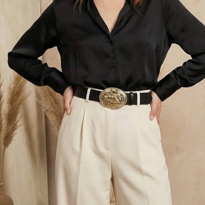 Ceinture à boucle médaillon cheval occidental large pour la vente par Anarchy Street