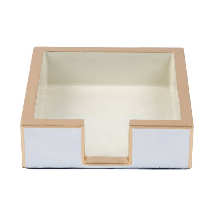 Gracie Enameled Color Block Amelia Cocktail Tray - Taupe & White for wholesale on Faire0