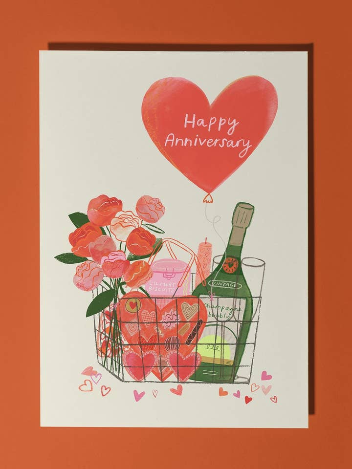 Happy Anniversary | Basket of Love | Greeting Card for wholesale by Maisy Summer