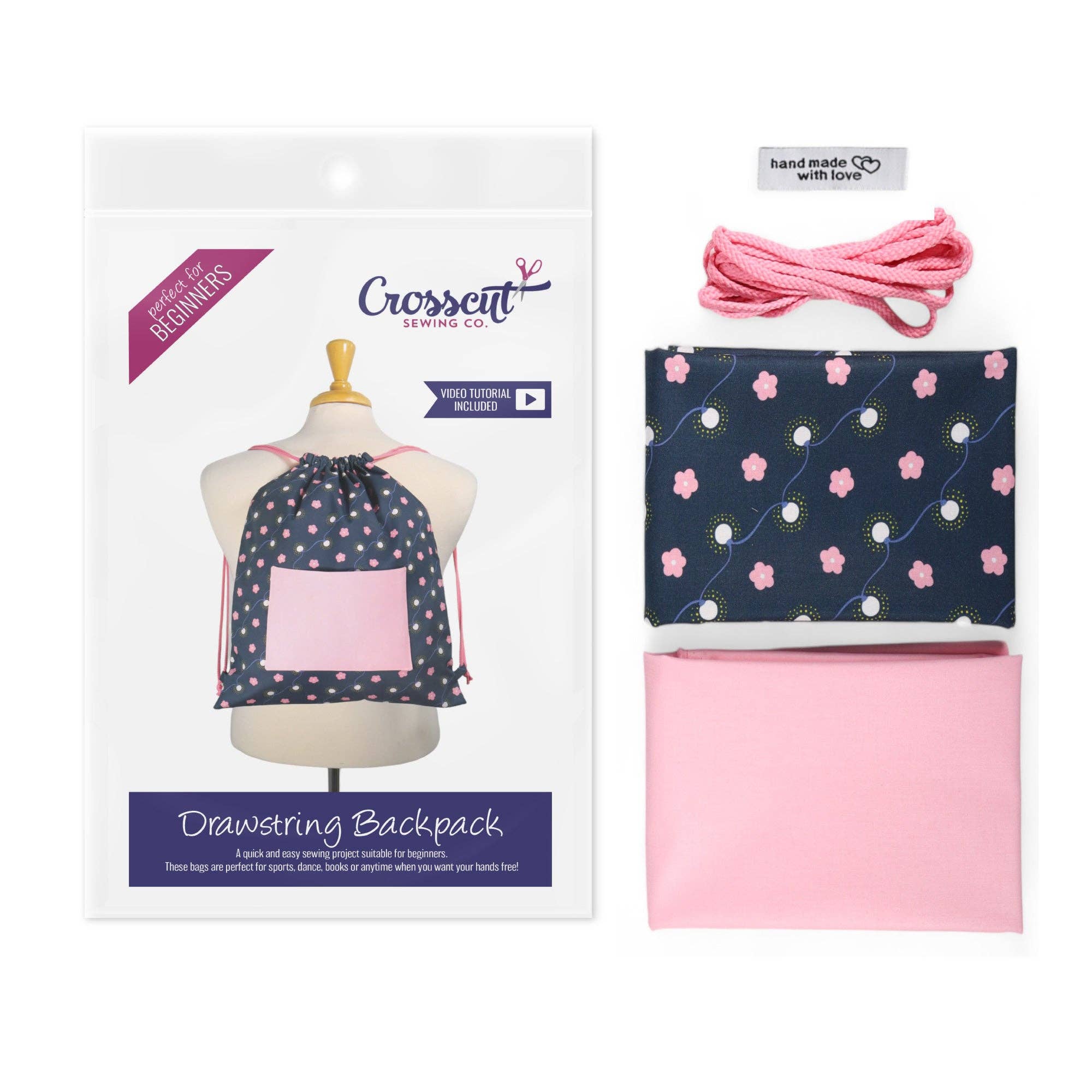 Crosscut Sewing Co. - Wholesale DIY Craft Kit - Drawstring Backpack Sewing Kit - DIY Sewing Project Kit for Beginners, Kids and Adults11