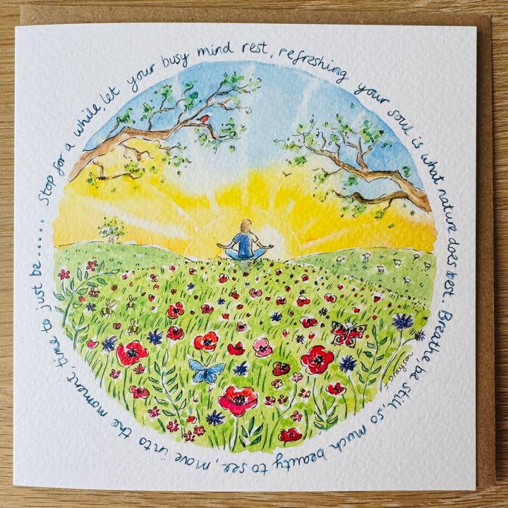 Just Be Mindful Nature Art Card by Janine Drayson for wholesale by Janine Drayson