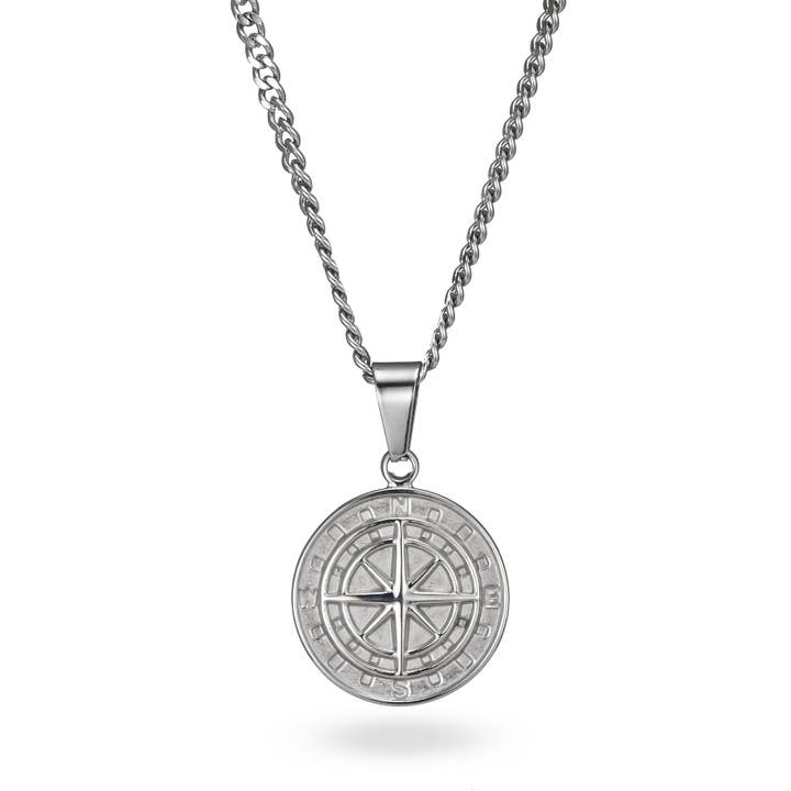 Ancient Compass Necklace For Men-Tarnish & Nickel Free for wholesale by Joli Lily