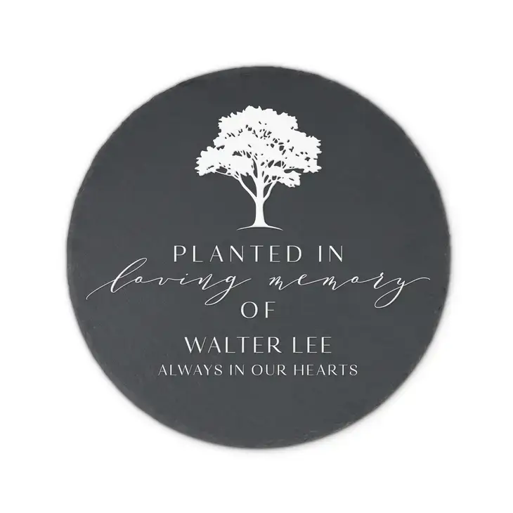 Weddingstar Inc. - Vente Pierre de gué/dalle - Pierre de jardin en ardoise noire ronde - Plantée en mémoire1