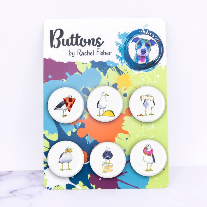 American Beach Birds Pinback Button Set 2 for wholesale by Alasse