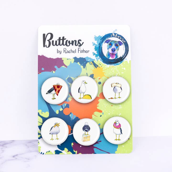 American Beach Birds Pinback Button Set 2 for wholesale by Alasse