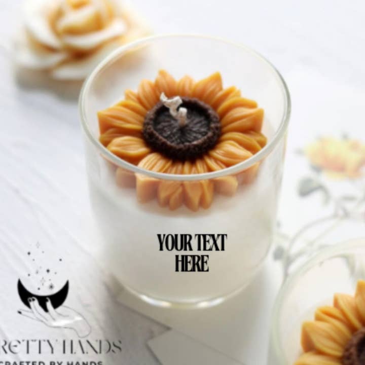 Set Of Two Sunflower Candles | Handmade Candle | Soy Candle for wholesale by Pretty Hands