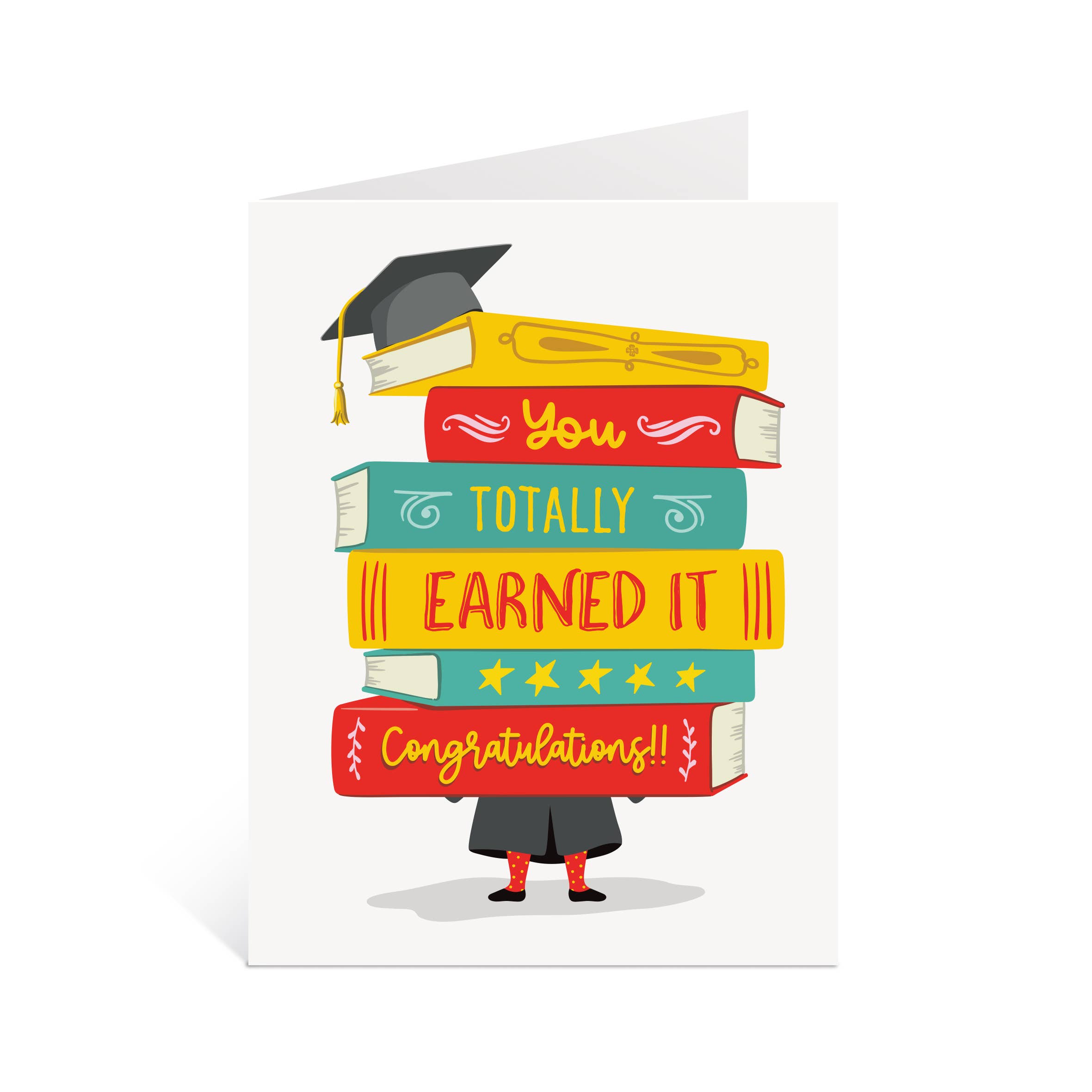Lucy Loves Paper – wholesale Graduation card – You Totally Earned It | Book Pile Graduation Card3