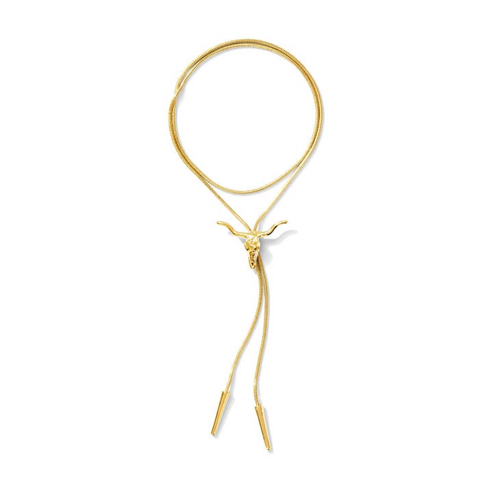 Longhorn Bolo Tie Necklace – 14k Gold-Plated for wholesale by Eighteen Forty Two
