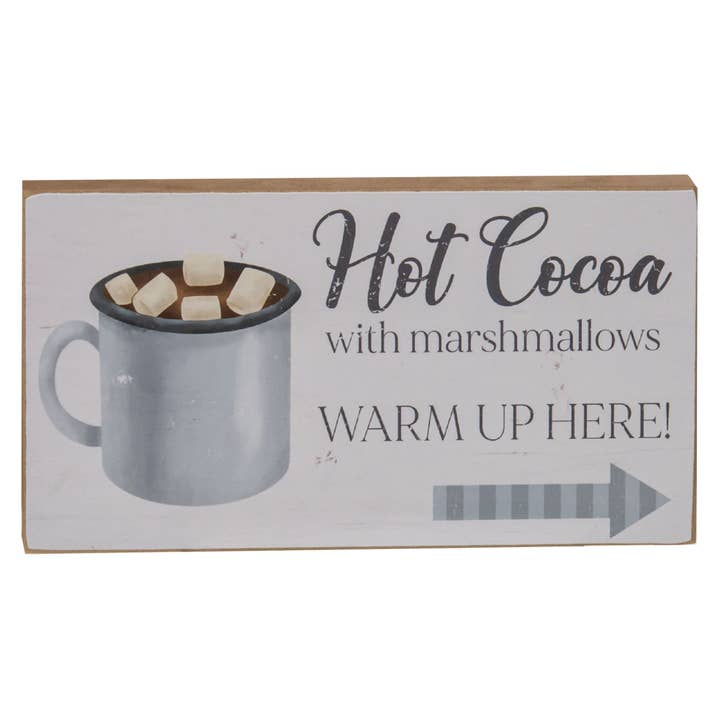 Col House Designs – Großhandel Schilder – Blockschild „Heißer Kakao mit Marshmallows“