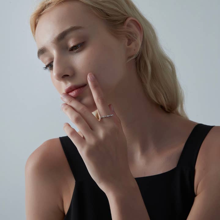 Perimade & Co. LLC - Wholesale Multi-Stone Ring - Moissanite Wedding Stacking Thin Ring in 925 Sterling Silver3