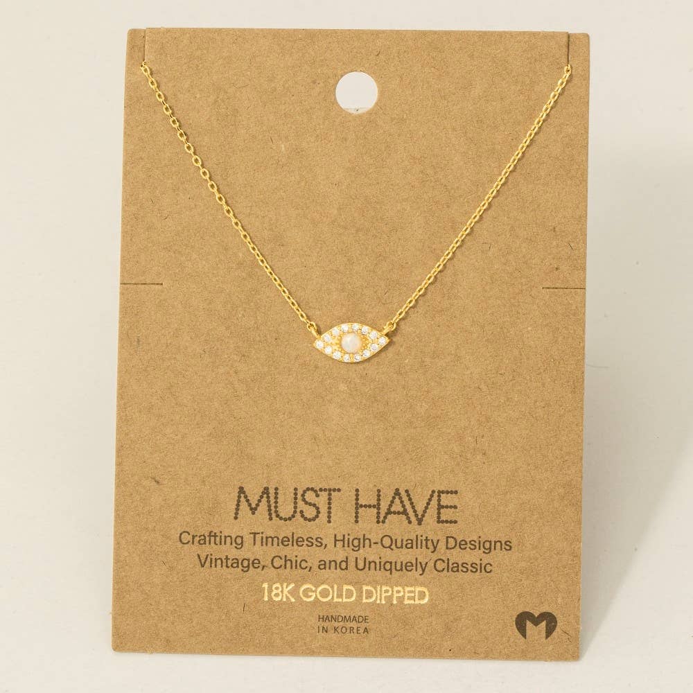 Fame Accessories - Venta al por mayor Collares con colgantes/abalorios - Collar con dije de ojo turco con baño de oro y engastado de ópalo1