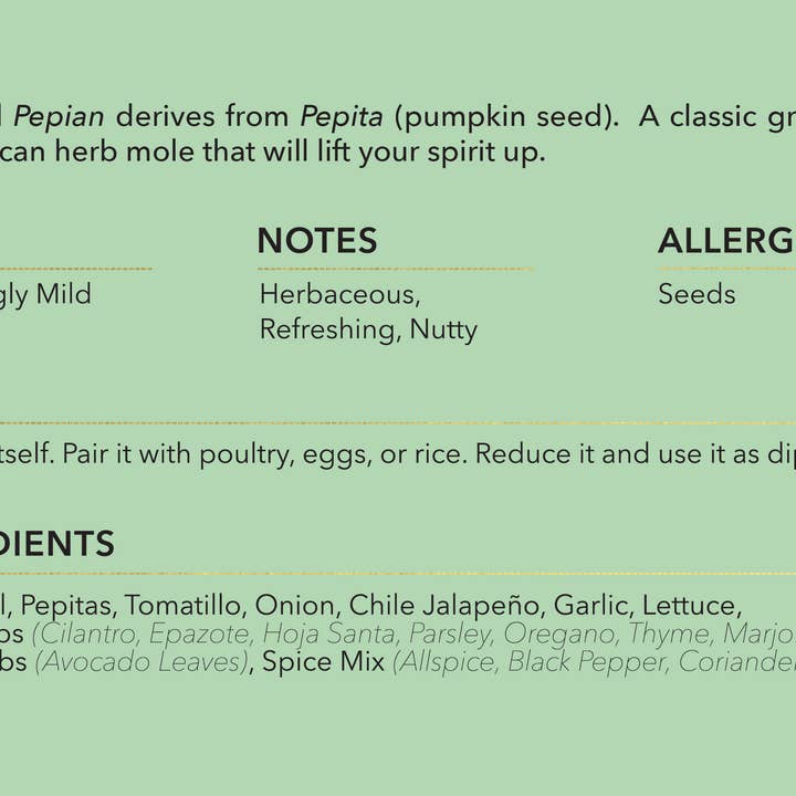 X I L L I - Wholesale Sauce - Pipian Verde
