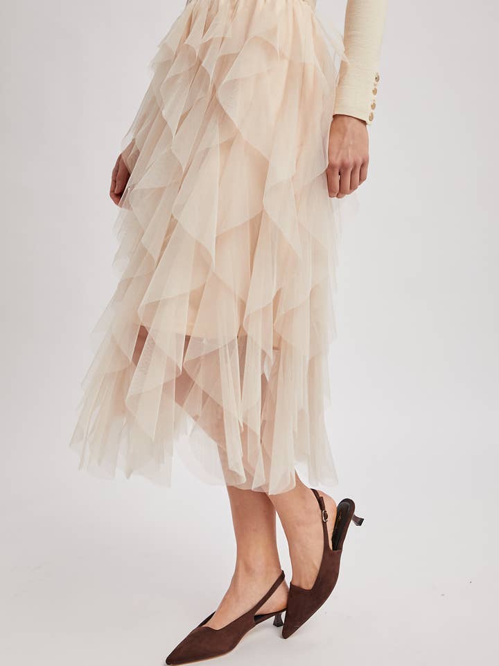 Bluivy - Wholesale Skirt - Women's - SPRIAL RUFFLED TULLE MIDI SKIRT25
