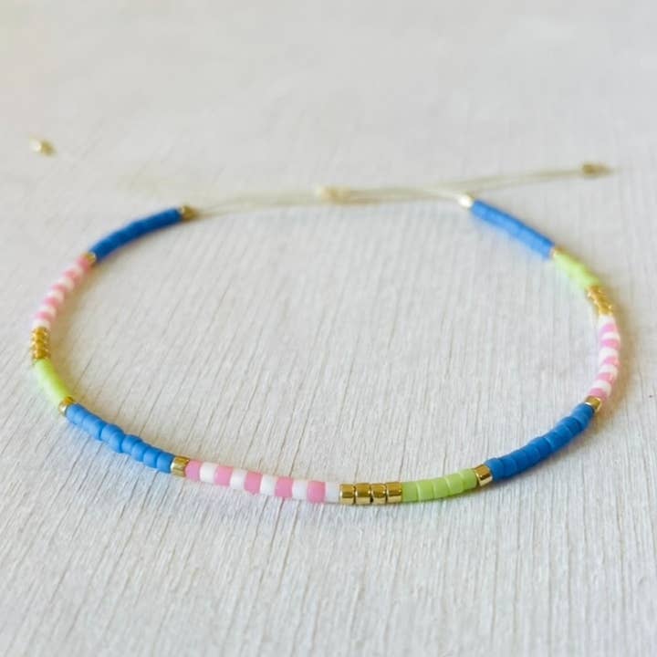 Adjustable Miyuki Bead Bracelet in nylon, seed bead 125 for wholesale by Atelline