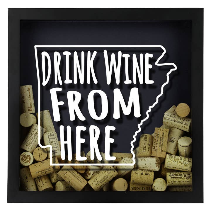 Torched Products - Wholesale Sign - Drink Wine From Here Beer Cap Shadow Box - Black3