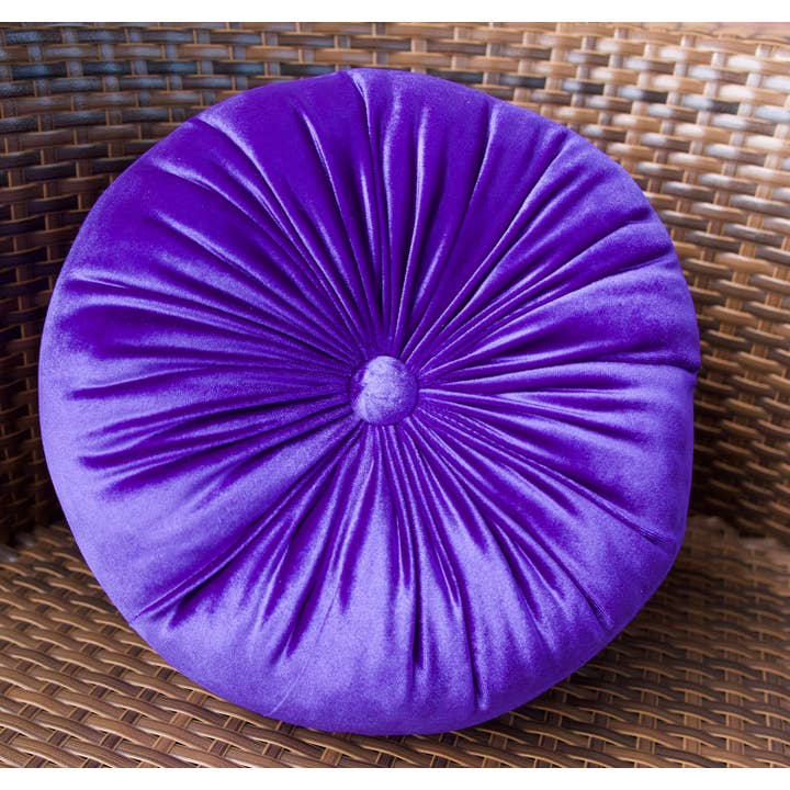Round Velvet Cushion Ink 12" for wholesale by Phionah by Phionah Llc