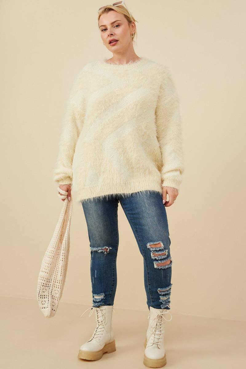 Ivory Womens Faux Fur Pullover Sweater for wholesale on Faire7