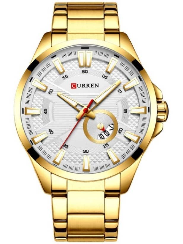 Luksus herreur med semi-struktureret urskive og rustfrit stål-armbånd for engroshandel hos EUROPA WHOLESALE LTD