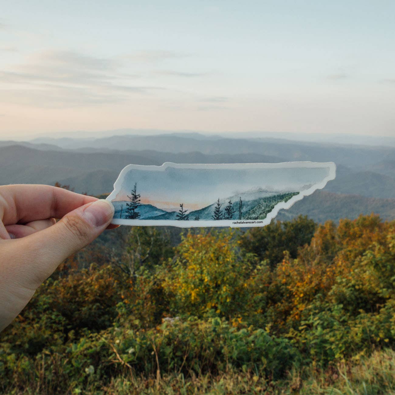 Rachel Alvarez Art - Wholesale Sticker - Smoky Mountains Knoxville Tennessee Vinyl Sticker (large)0