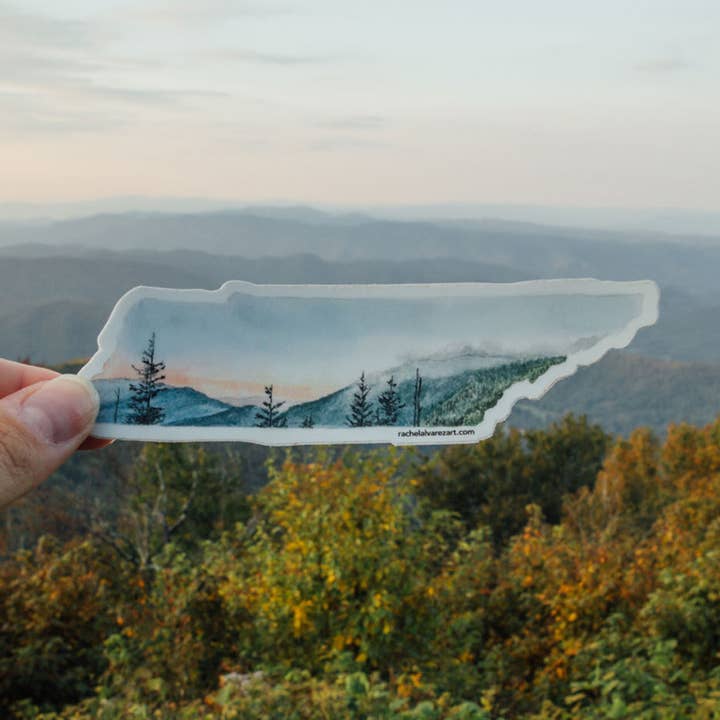 Rachel Alvarez Art - Wholesale Sticker - Smoky Mountains Knoxville Tennessee Vinyl Sticker (large)0
