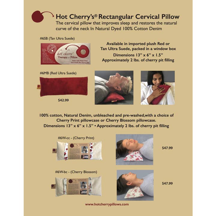 Point of Purchase Card - Rectangular-Cervical Pillows for wholesale by Hot Cherry Pillows