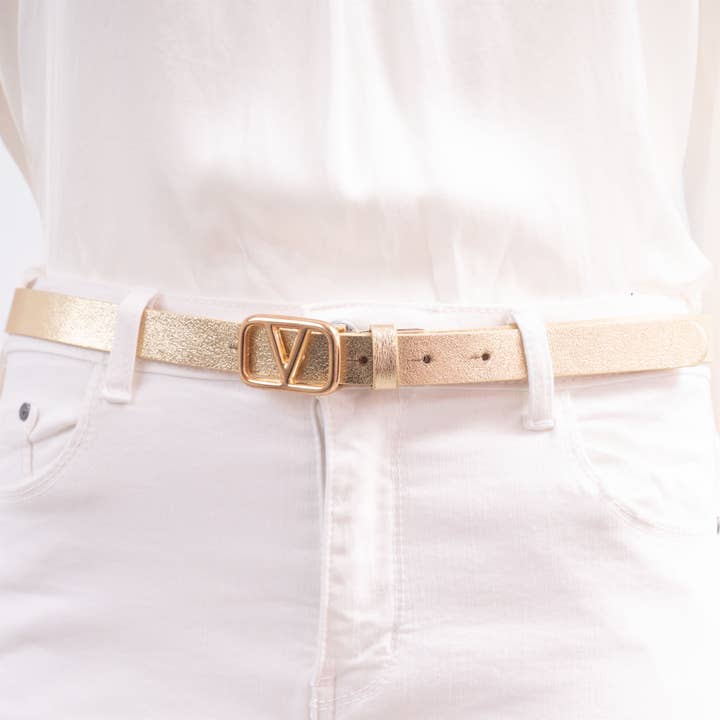Cecile Wang - Wholesale Belt - Women's - Iridescent leather belt with gold buckle BK0092
