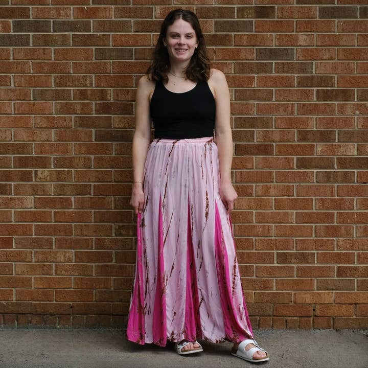 Aphrodite Skirt | Tie Dye Contrast Maxi Skirt for wholesale by Unique Batik Fair Trade