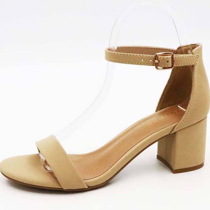 Mars Sky Shoes Wholesale - Wholesale Low Heels - Women's - Bamboo HEADLINE-50 Block Heel One Band Ankle Strap Sandals