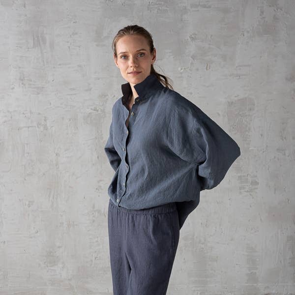 Linen Oversized Shirt Blue Ruth for wholesale by LinenMe