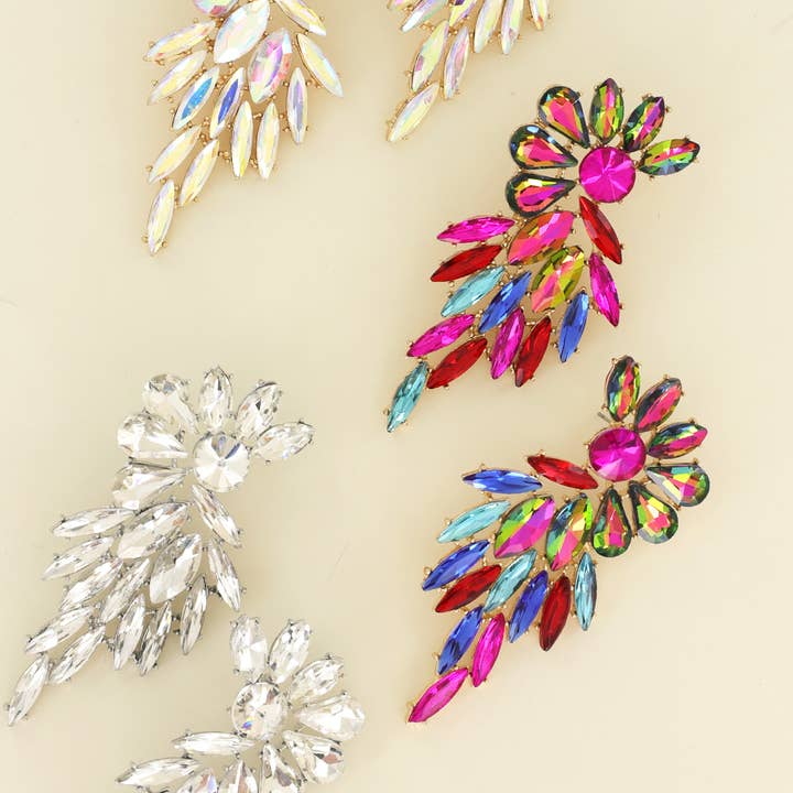 SP Sophia Collection - Wholesale Dangle Earrings - Rhinestone Crystal Petal Cluster Wings Drop Earrings4