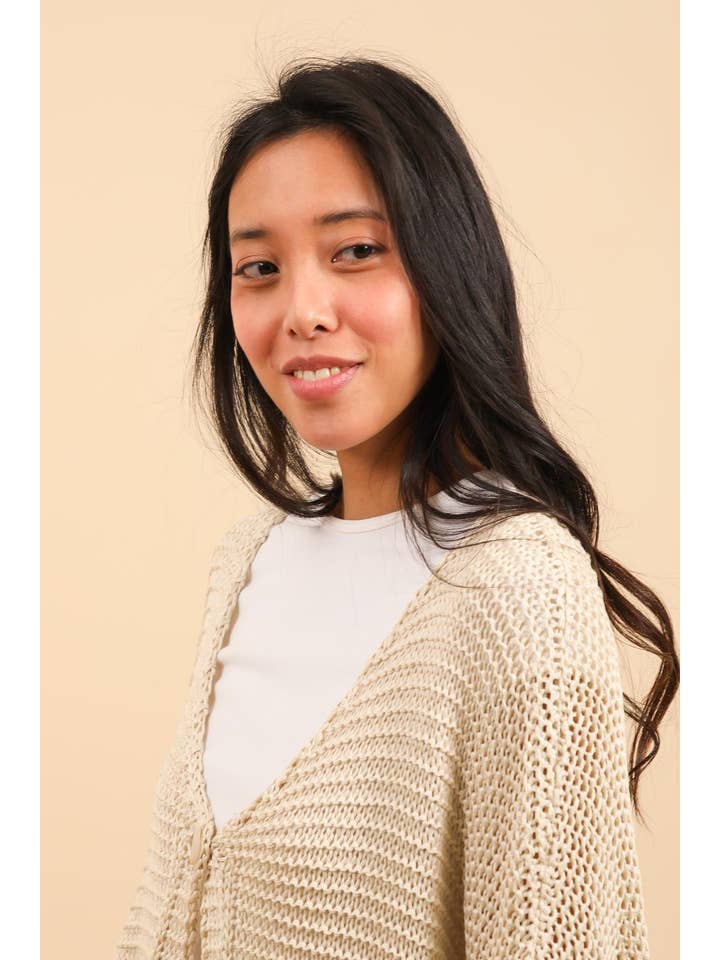 la maison des fibres naturelles - Wholesale Knit Sweater - Women's - Oversized cotton knit cardigan 1669 100% cotton