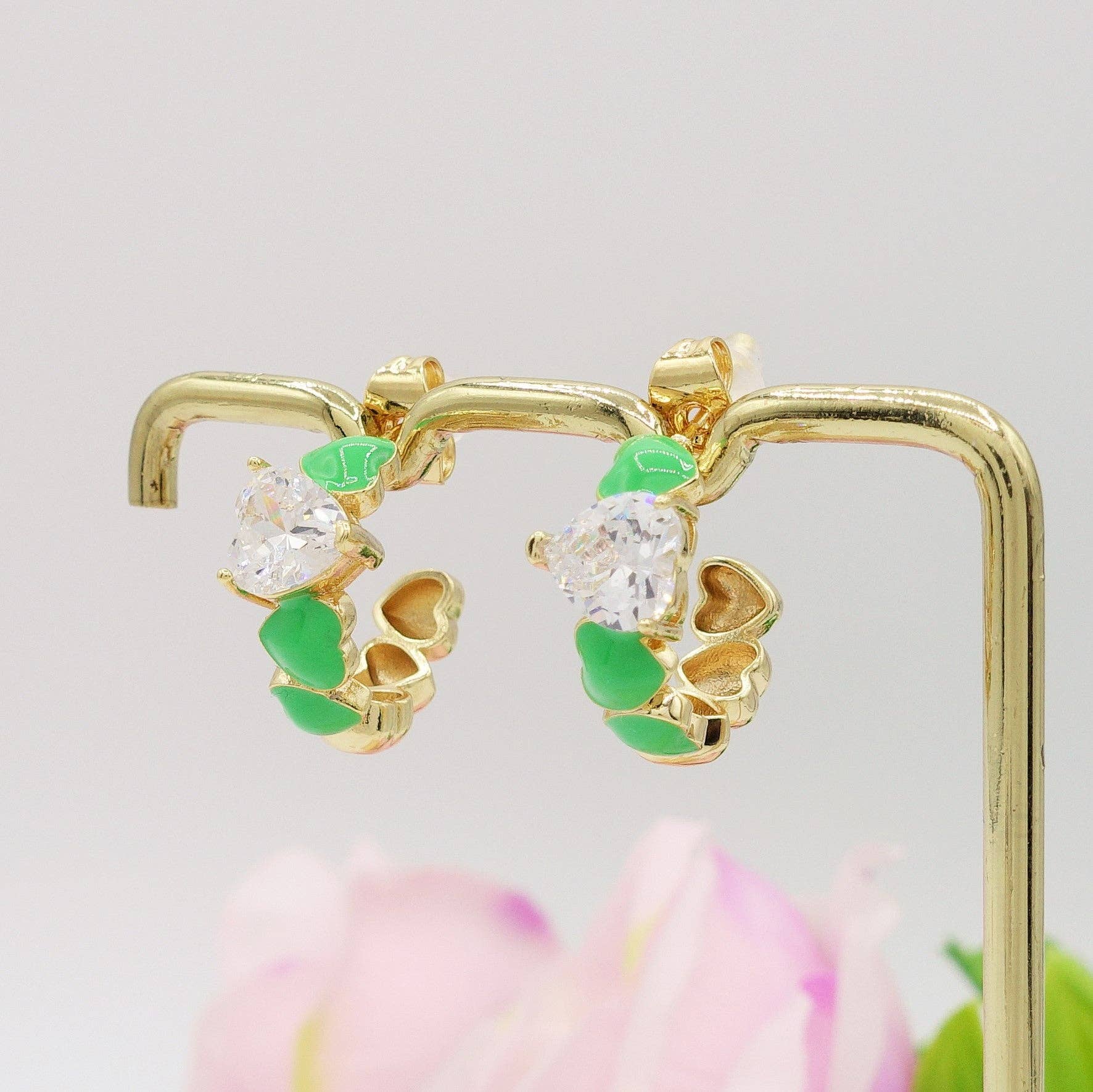 Daemon srls - Wholesale Hoop Earrings - CLAIRE hoops COLOURS - PAIO Orecchini a cerchio con cuoricini bombè smaltati e Cubic Zirconia a forma di cuore9