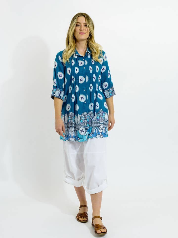 Camicia con Colletto Maroochy in Blu Veneziano per la vendita all'ingrosso da parte di Mozaic by Euro Dreaming