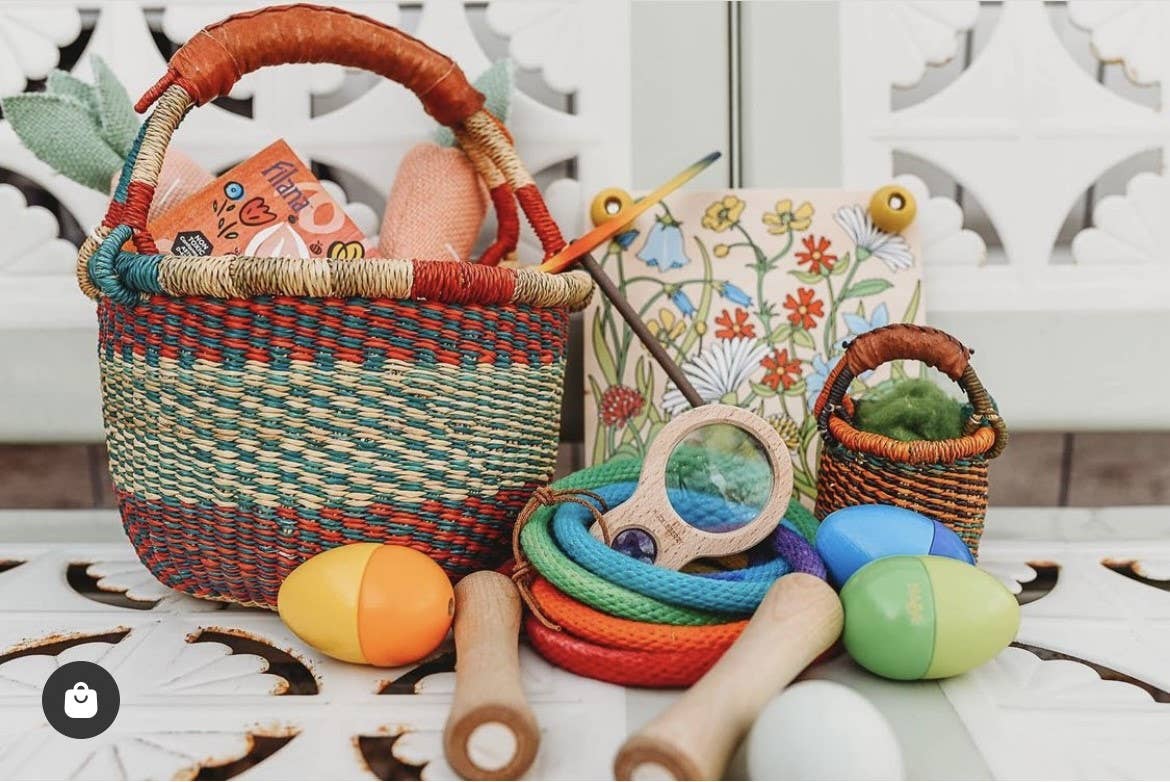 Jungle Direct – Großhandel Korb – Runder Korb aus handgeflochtenem Elefantengras mit Ledergriffen1