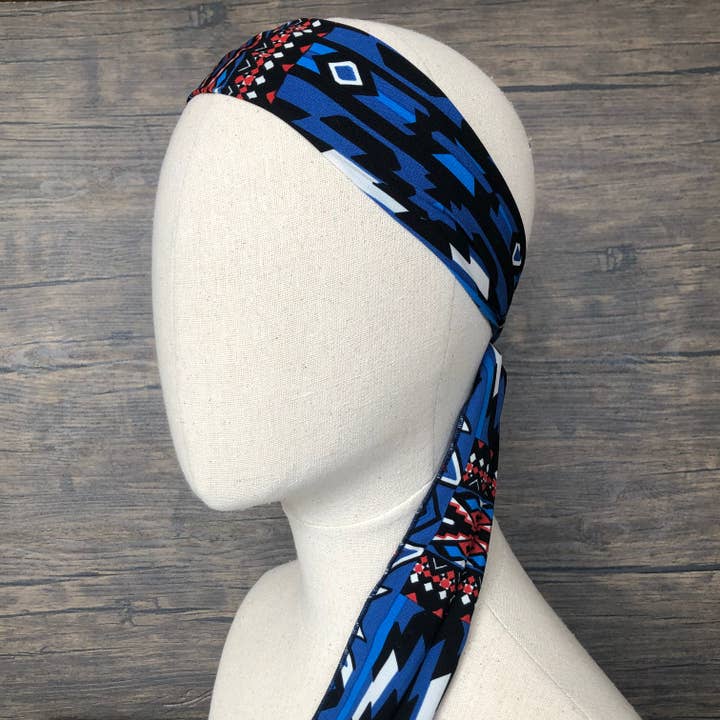 Blue and Red Aztec Gypsie for wholesale by MT Wild Rags