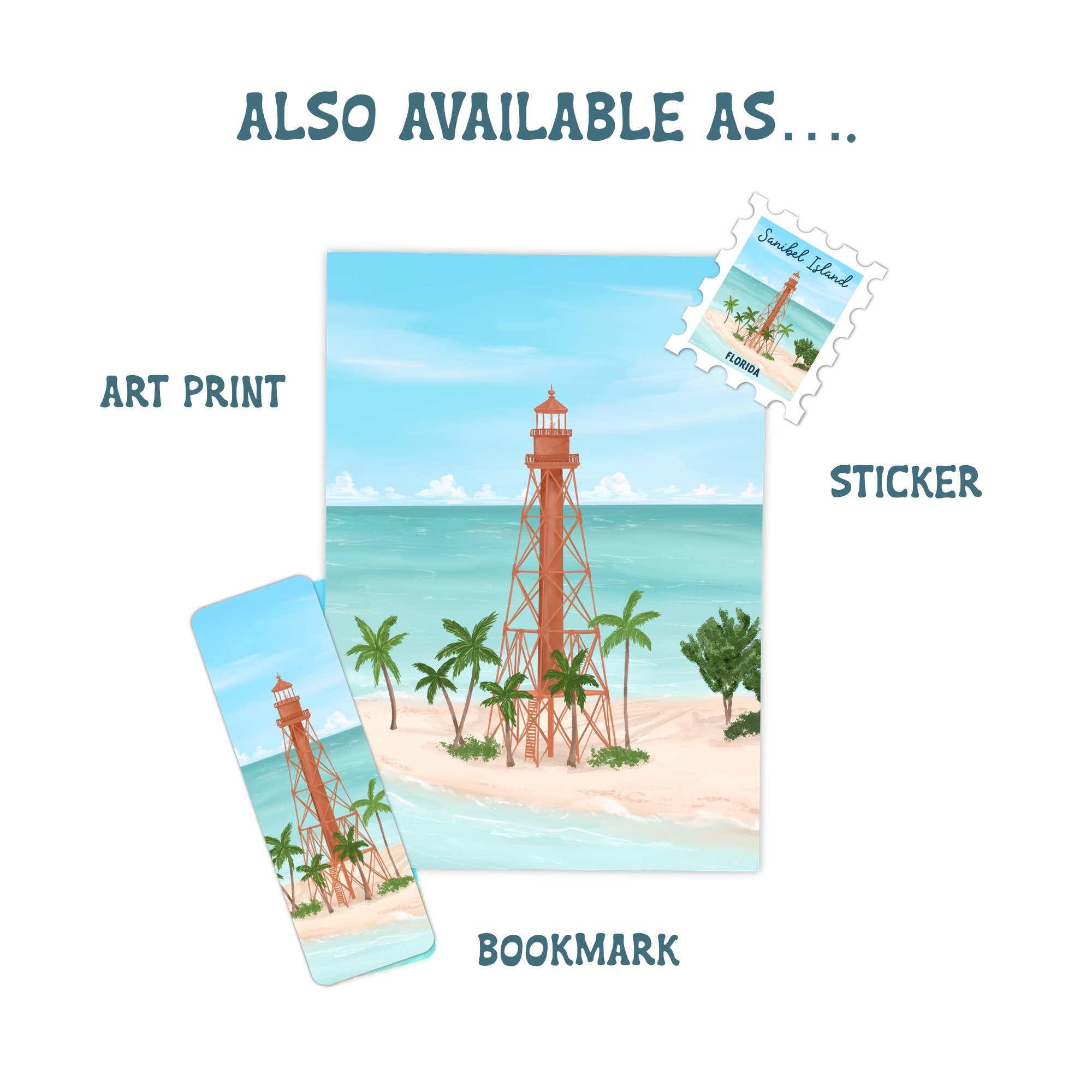 25 Sweetpeas - Wholesale Sticker - Sanibel Island Lighthouse Stamp Sticker, Florida Lighthouse1