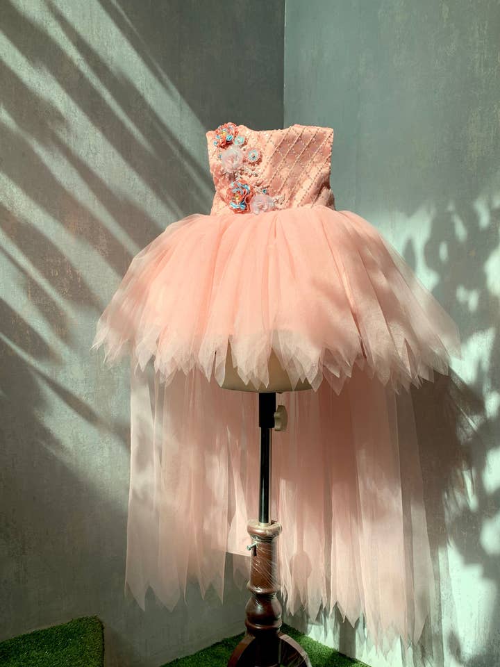 Abito a coda rosa garofano per la vendita all'ingrosso da parte di Zeezou by zeeshan nasir