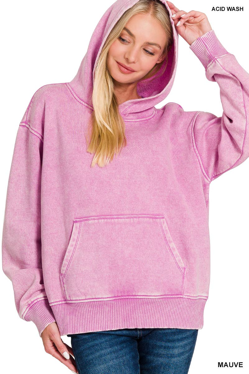 42POPS - Wholesale Hoodie – Women's - ',,,.._ Fleece Acid Wash Kangaroo Pocket Hoodie1