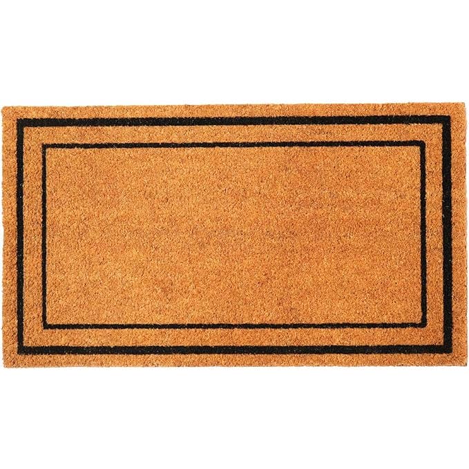 Alfombrillas de fibra de coco básicas lisas con borde, 17 x 30 pulgadas, color beige para venta al por mayor de India Wholesale Co